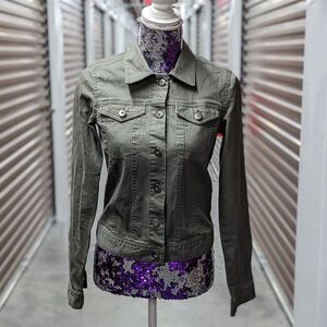 Vintage Kenar Size Small Army Green Utility Cargo Button Up Moto Jacket